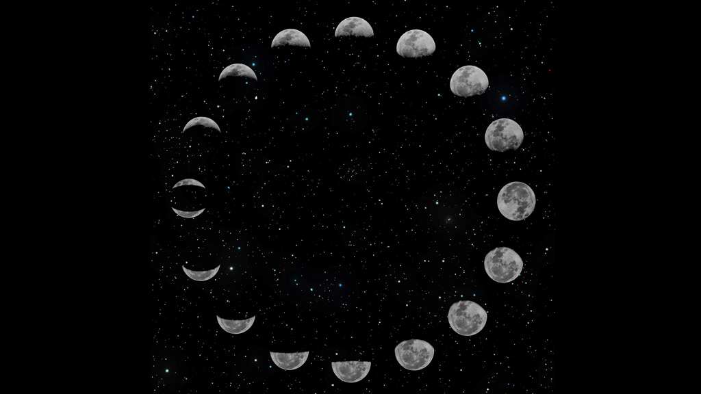 The moon captured in each of its phases